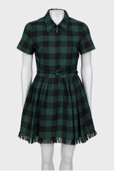 Wool dress in check print