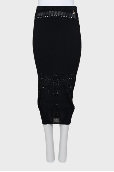 Black midi skirt with perforations