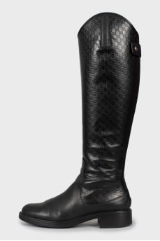 Embossed leather boots