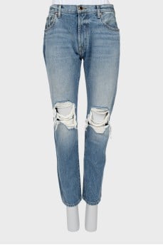 Mid-rise ripped jeans