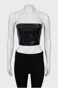 Eco-leather top with embossing