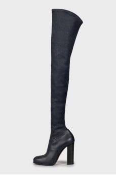 Blue leather boots