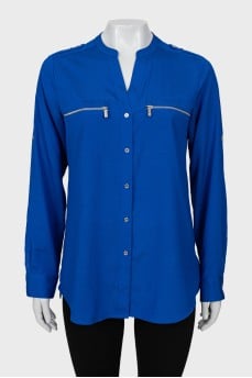 Blue straight fit blouse