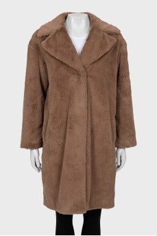 Brown eco-fur coat
