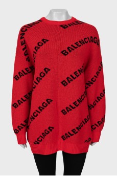 Wool sweater in signature print