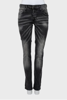Gray distressed jeans
