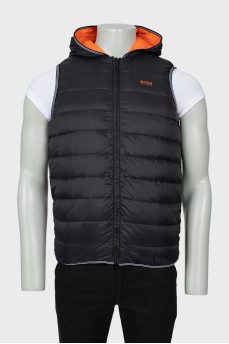 Men's reversible vest with hood