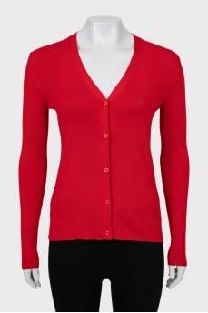 Red wool and silk cardigan