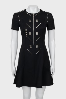 Fitted dress with metallic rhinestones