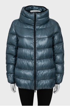 Blue jacket with high collar