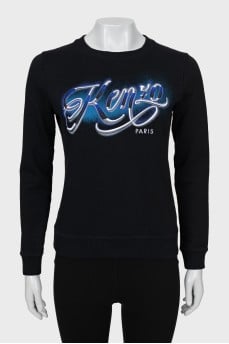 Black sweatshirt with embroidered print