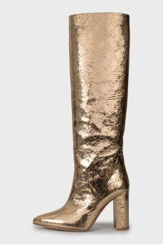 Gold pointed toe boots