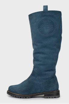 Suede boots with signature embossing