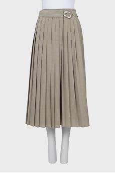 Pleated midi skirt with zipper