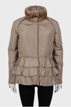 Fitted jacket with fur collar