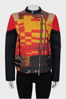 Printed jacket with accent shoulders
