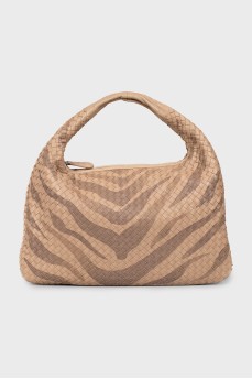 Woven leather hobo bag