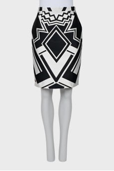Straight skirt with geometric print