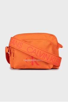 Orange crossbody bag with signature logo