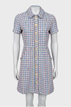 Knitted mini dress in combined colors