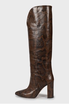 Snakeskin embossed boots