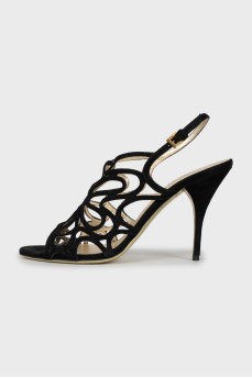 Suede sandals with gold sole