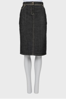 Denim skirt with gold seams
