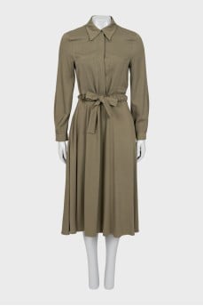 Dark green dress with a belt