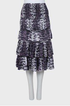 Silk midi skirt with ruffles