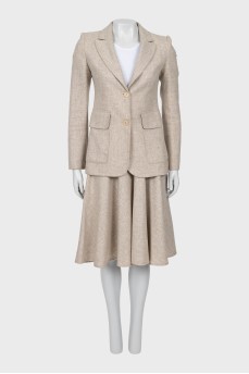 Beige suit jacket and skirt