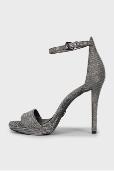 Silver high heel sandals