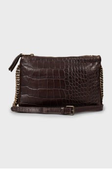 Brown embossed crossbody bag