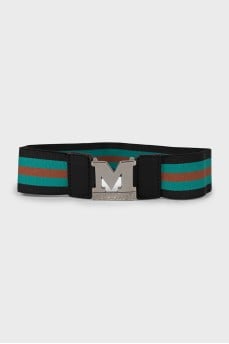 Striped belt with signature logo