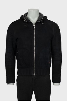 Men's sheepskin coat with hood