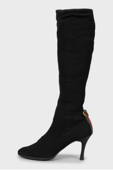 Textile stiletto boots