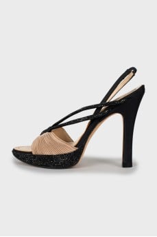 Two-tone stiletto sandals