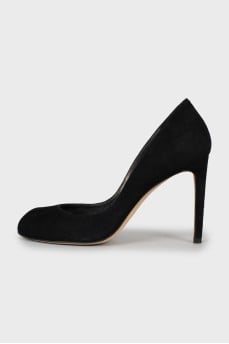 Open toe suede shoes