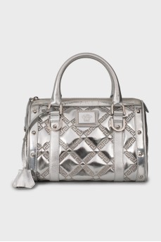 Silver bag with brand logo