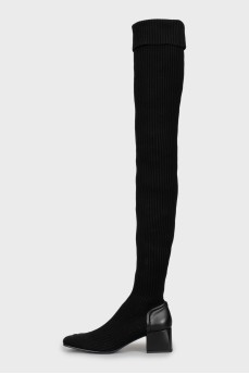 Textile boots with square toe