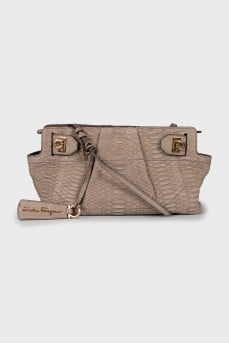 Leather crossbody bag with keychain