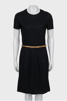 Wool dress with gold belt