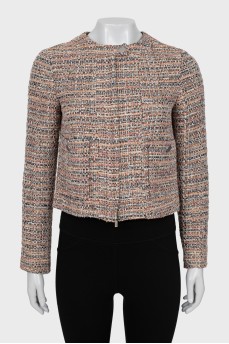 Tweed jacket with silver hardware