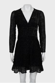 Black animal print dress with tag