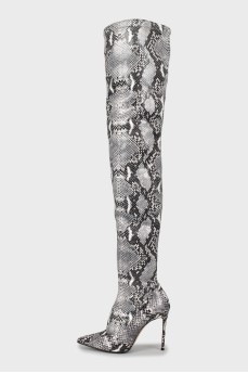 Animal print over the knee boots