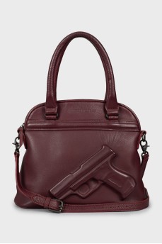 Leather bag with embossed print