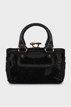 Mini bag with beaded embroidery