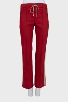 Combined color trousers with stripes