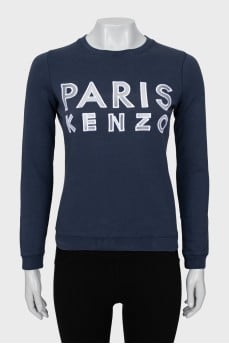 Blue sweatshirt with signature print