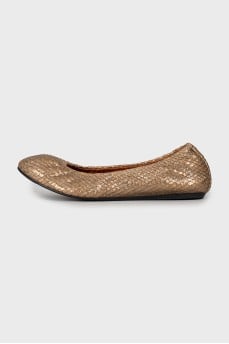 Gold embossed ballet flats