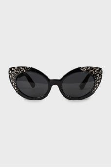 Black sunglasses decorated with rhinestones